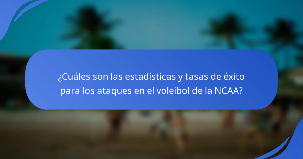 ¿Cuáles son las estadísticas y tasas de éxito para los ataques en el voleibol de la NCAA?